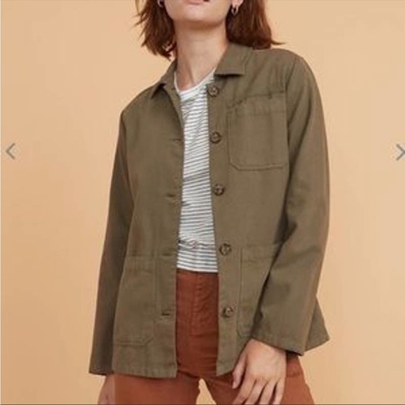 Marine Layer Women’s Small XS Chore Coat Shirt Olive Green 100% Cotton XS New - Picture 1 of 9